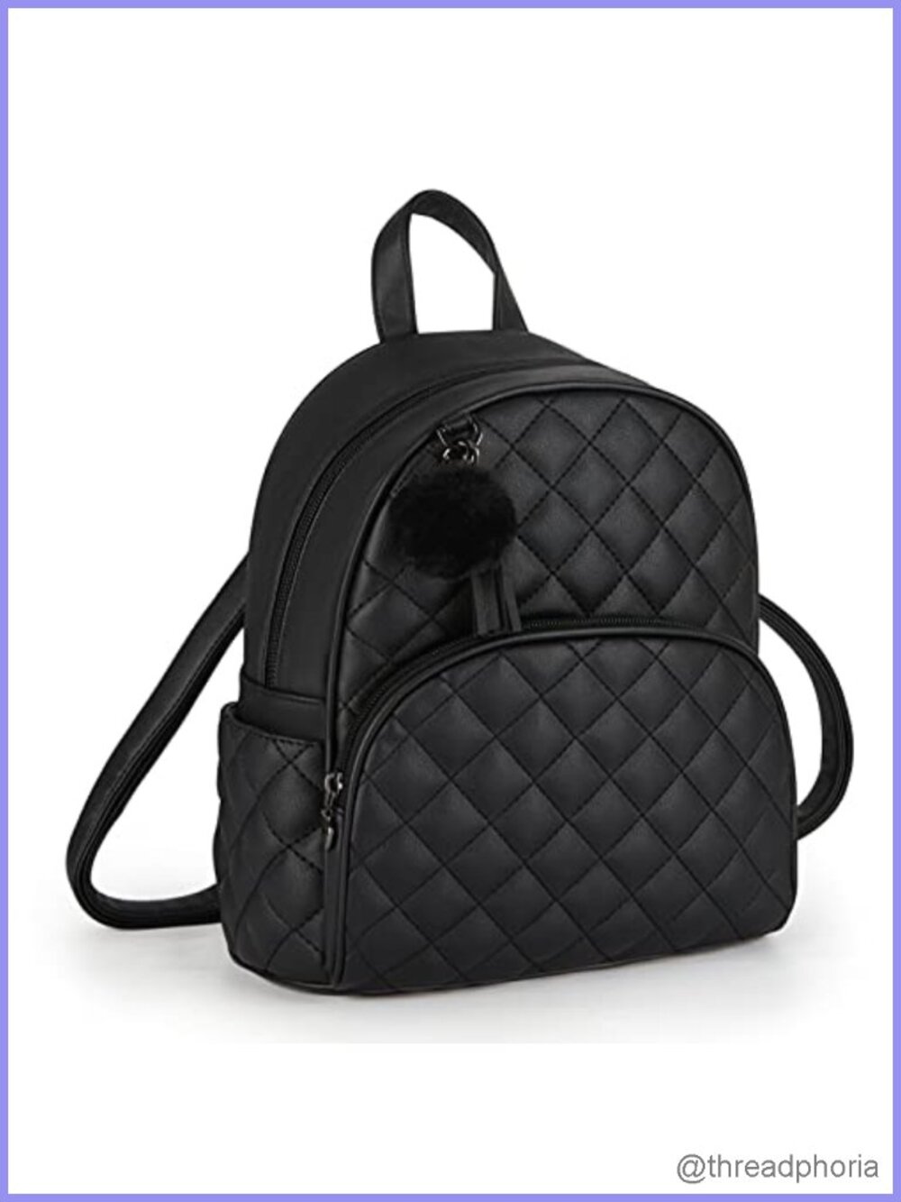 ECOSUSI Mini Leather Backpack Purse with Removable Pompom Ball